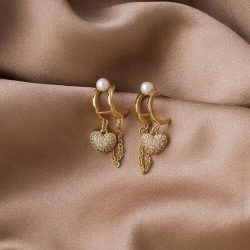 JINGLANG Love Chain Tassel Earrings For Womens Wedding Party Womens Accessories