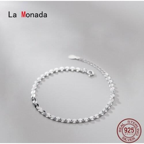 La Monada Wafer Bracelets For Women Silver 925 Sterling On Hand Minimalist Chain Fine Silver 925 Jewelry Bracelet Woman Girls