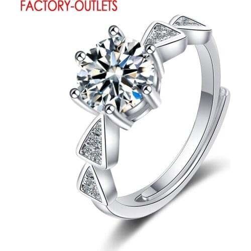 Authentic 925 Sterling Silver Shining Zircon Geometric Elements Open Adjustable Finger Ring For Women Fine Jewelry Gift