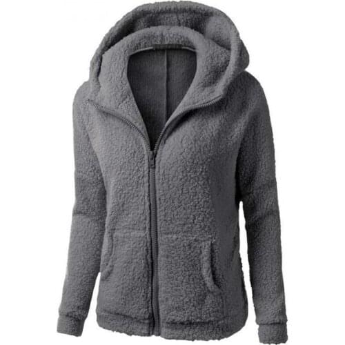 Winter Autumn Coat Tops Sportswear Women Hooded Jacket Plush Hoodie Zipper Sweatshirt Fleece