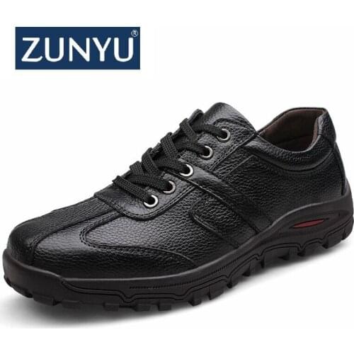 ZUNYU Autumn Men Genuine Leather Dad shoes Loafers Men Casual Shoes Genuine Leather Boat Walking Shoe Flat Oxford Men Size 38-48