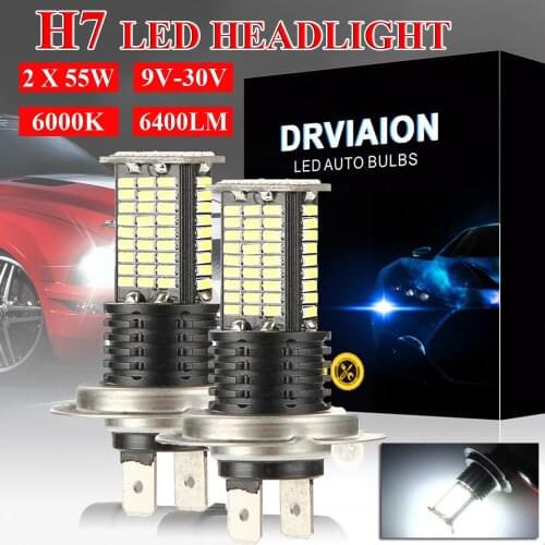 2Pcs H7 110W LED Car Headlight Car Front Bulb Super Bright White Beam 6000K 12V 24V Car Modeling Fog Light Kit Drop Shipping