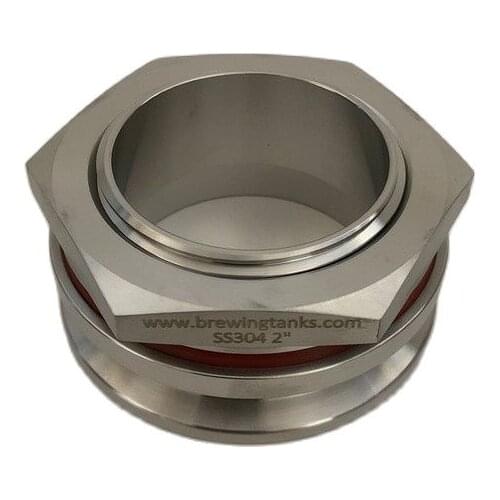 2" tri clovcer clamp bulkhead compression fitting TC homebrew 304 stainless steel brewing kettle