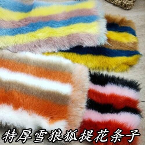 4cm Long Pile Thicken Soft Multicolor Jacquard Artificial Fox Plush Faux Fur Fabric DIY Shoes Coat Collar Vest Pillow Toy