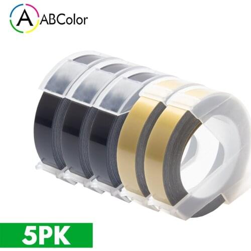 5x 9mm 3D Embossing Tape For DYMO 3D Embossing Tape Black Gold Printer Ribbon For DYMO 12965 Motex E-101 E-202 E-303 Label Maker