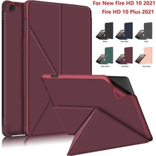 2021 Case For New Fire HD 10 Plus/New Fire HD 10 Tablet, Multi-angle conversion Stand TPU Back Cove with Auto Wake/Sleep+Stylus
