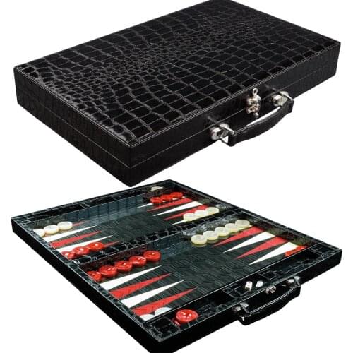 Black Crocodile Skin Motif Backgammon Turkish Goods Bright Wood Plating Free Shipment