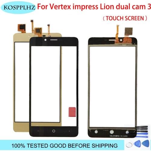 Black Gold 5 inch front outer glass For Vertex impress Lion dual cam 3g Touch Screen Touch Panel Lens Replacement + Tools