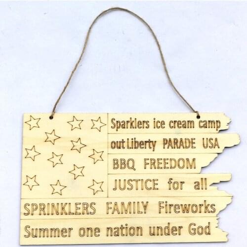 4th of July Wooden Sign Plaque Door Wall Hanging Decorations, Fourth of July Independence Day Party Decorations