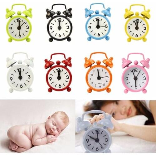 Home Outdoor Portable Cute Mini Cartoon Dial Number Round Desk Alarm Clock for clocks