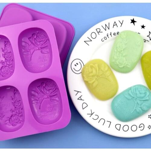 4 Cavities Muti-rose Flowers Pattern Handmade Soap Mold Soap Making Supplies Rose Soap Mold Bathroom Tools