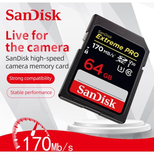 SanDisk Memory Card Extreme Pro SDHC/SDXC SD Card 32GB 64GB 128GB 256GB C10 U3 V30 UHS-I cartao de memoria Flash Card for Camera