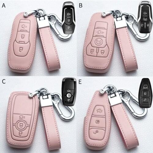 Leather Car Key Cover Case For Ford Fusion Mondeo Mustang F-150 Explorer Edge 2015 2016 2017 18 Car Styling Accessories