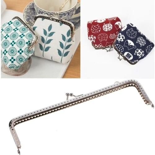 18cm Square Metal Frame Kiss Clasp For Handle Bag Purse Accessories DIY Fashion Silver Vintage Women Bag Accessories