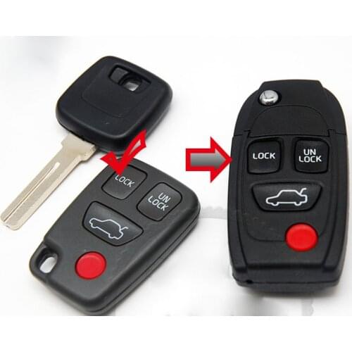 Keyless Entry Modified Flip Folding Remote Key Shell Case For Volvo XC90 S80 3+1 Buttons Fob Key Cover 5PCS/lot