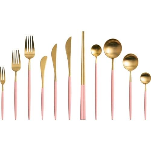 High quality food grade 304 stainless steel cutlery kitchen dinnerware set household fork knife spoon tableware