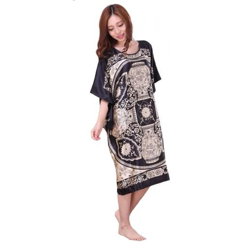 BLACK Plus Size Womens Faux Silk Robe New Fashion Style Summer Lady Bath Gown Bathrobe Nightgown Sleepwear Mujer Pijama 0524