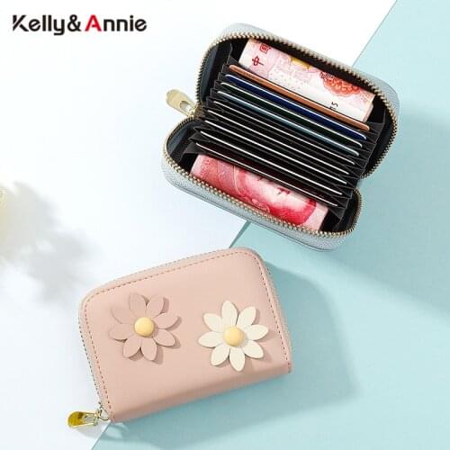 NEW Designer Flower Many Slots Credit Card Wallet Women High Quality Cards Holder Ladies Purse Pu Leather Coin Pocket Wallets