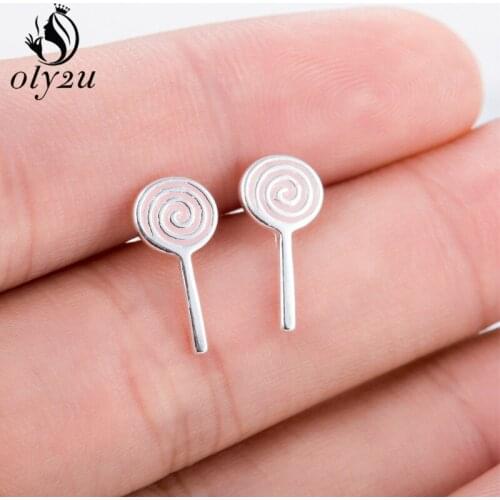 Oly2u Cartoon Swirl Lollipops Shape Earring for girl kids Sweet Candy Food Stud Femme jewery Birthday party Gifts Girl Kid