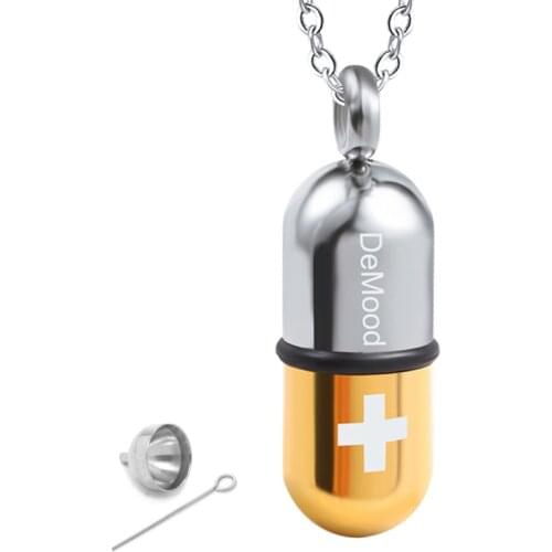 RIR Stainless Steel Mini Openable Bill Capsule Pendant Necklace Hospital Nurse Jewelry Human Cremation Ashes Into Jewellery