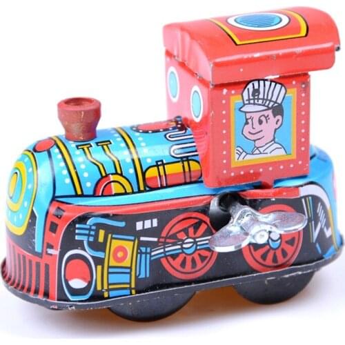 1Pc Steam Train Reminiscence Children Vintage Wind Up Tin Toy Clockwork Spring Locomotive Classic Toy for Baby Kids Children