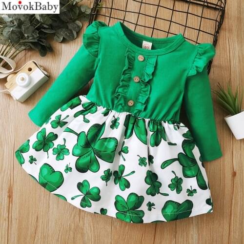 Dresses For Baby Girls Newborn Infant Baby Girl St Patricks Day Clovers Print Patchwork Princess Dress Baby Girls Dress
