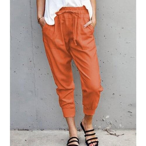 Casual Commute Pants Women 2021 Spring And Autumn Trousers High Waist Lace-Up Trousers Nine Points Pant Ladies Clothes Outfit
