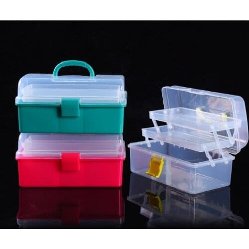 Transparent Folded Tool Box Work-box Medicine Cabinet Manicure Kit Workbin for Organizer Parts Case Storage Toolkit