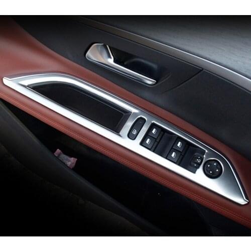 SBTMY Car Styling Accessories Door Window Lifter Protection Chrome Trim Strip Interior Stickers Fit For 2017 Peugeot 3008