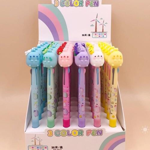 36 pcs/lot Cartoon Molang Rabbit 3 Colors Ballpoint Pen Cute Fruit ball pens School Office writing Supplies Stationery Gift
