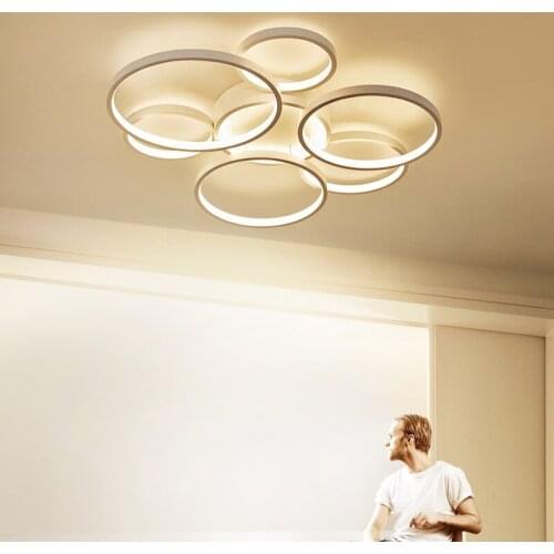 Post-modern living room LED ceiling lights Creative Ring Nordic Bedroom Study Room Restaurant Corridor Ceiling Lamps