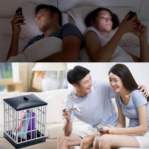 Universal Phone Cage Box Portable Container Gift Lock Up Safe Smartphone Home Table Office Gadget Storage Box Locking Cage