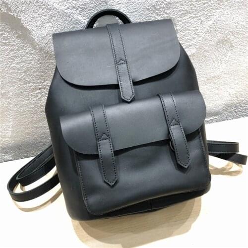 Vintage Natural Cow Leather Backpack Women Bag Genuine Leather Motorcycle Rucksack High Quality Handwork Student School Bags