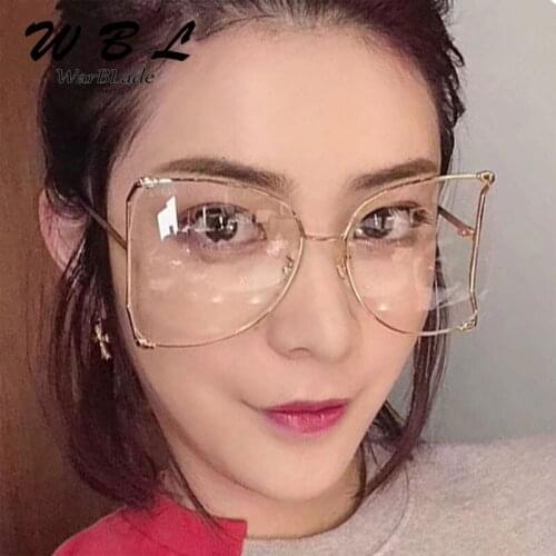 WarBLade oversized gold eyeglasses women transparent eye glasses designer metal hollow glasses pearl clear lens UV400 Hot