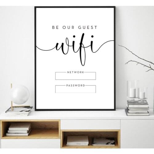 WTQ WiFi Password Sign Art Prints Custom Network Sign Posters Hotel Cafe Restaurant WiFi Wall Art Canvas Painting Home Decor