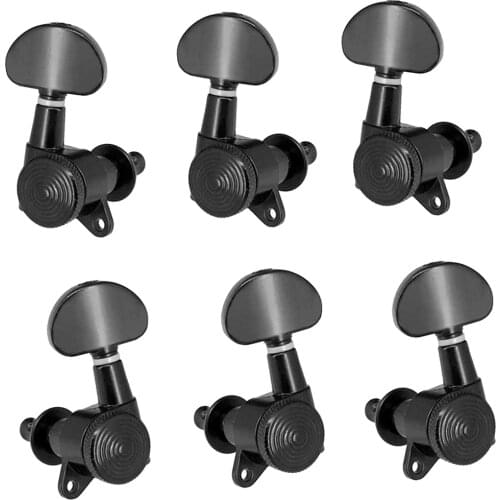 Black Half-Round Folk Guitar Lock Gear Tuners Tuning Pegs Machine Heads 3R3L