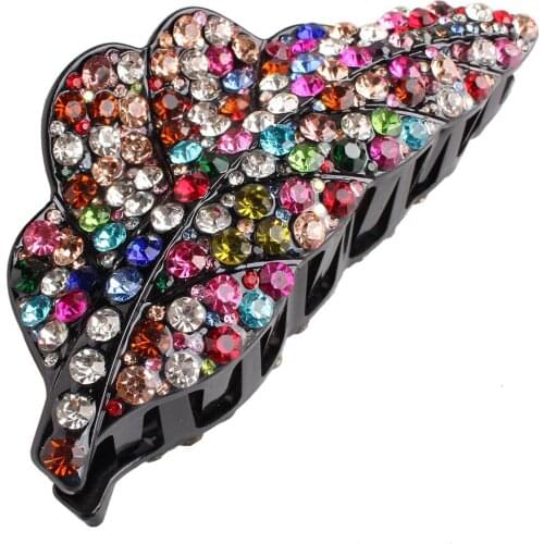 Women Rhinestone Big HairPins Colorful Claw Hair Holder Clamp Blingbling Heaswear Bath Shower Spring Banana Hair Accessories