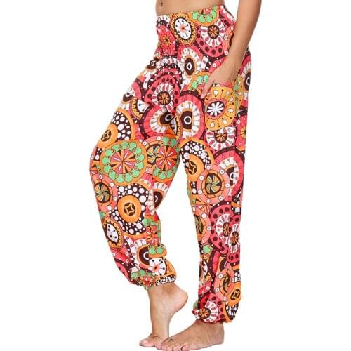 Womens With Pockets Boho Loosed Yoga Pants Rayon Print Harem Hippie Palazzo Baggy Gypsy Indian Lounge Pants
