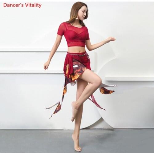 Belly Dance Woman Elegant Top Practice Clothes Set New Female Sexy Slim Skirt Profession Competition Clothing Suit