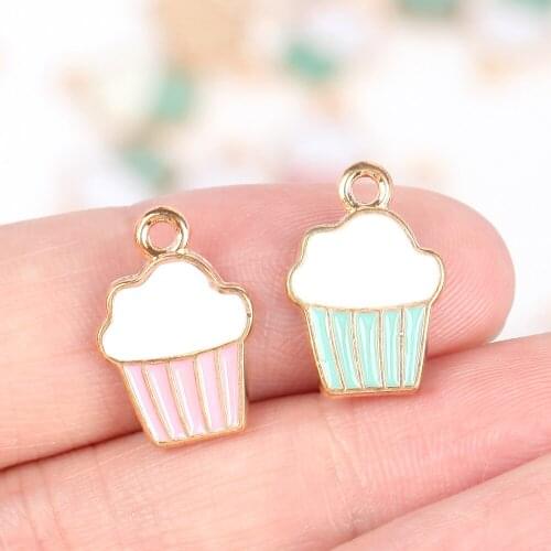 10pcs 11*16mm Enamel Alloy Metal Pink Cake Drop Oil Charms Pendant For Jewelry Making Necklace Earring Accessory Handmade Diy