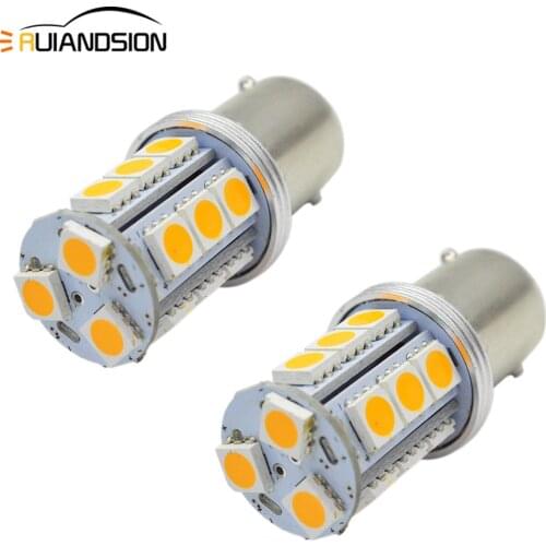 2pcs 0.23A BAU15S PY21W Car Moto Indicator Brake Reverse Bulb Parking Light Amber Yellow 5050 18 SMD LED Lamp Non-polar 10-30V