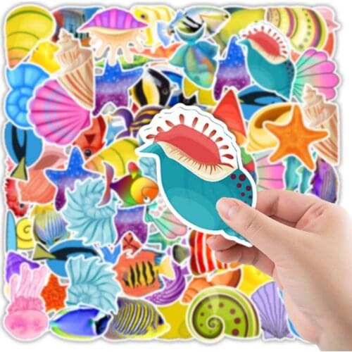 50Pcs/Set Wholesale Colorful Ocean Stickers For Luggage Laptop Skateboard Water Bottle Car Decal Kids Gifts