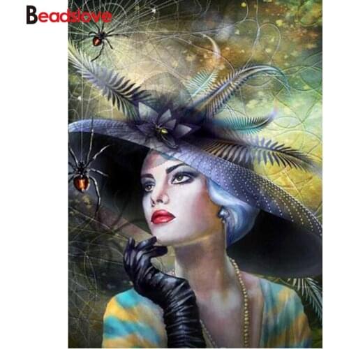 5d Diamond Painting Full Drill Square hat Woman spider Pictures Of Rhinestones Diamond Embroidery sale Cross Stitch Kits Beadwor
