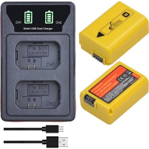 2160mAh NP-FW50 NP FW50 NPFW50 Battery Akku + LCD Dual Charger for Sony Alpha a6500 a6300 a6000 a5000 a3000 NEX-3 a7 7R a7R a7R