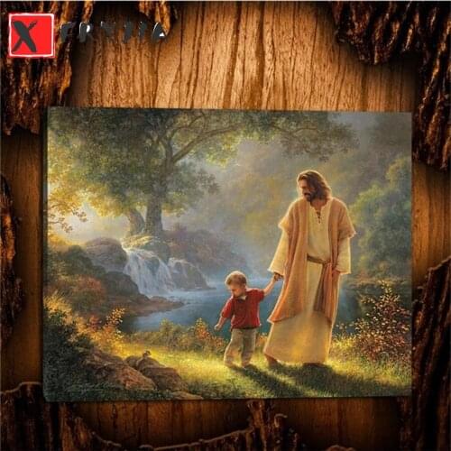 Full square Round drill Diamond embroidery Jesus holds my hand, religious art 5D DIY diamond Painting Cross Stitch Mosaic