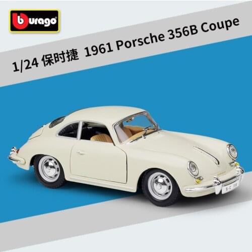 Bburago Decast 1:24 1961 356B Coupe White Red Sport Car Static Simulation Alloy Model Car Adult Collection Toys for Boy