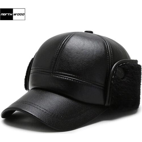 [NORTHWOOD] 2020 Thicken Warm Winter Baseball Cap Men Plus Velvet Eaflaps Bone Snapback Hat High Quality Outdoor Trucker Cap
