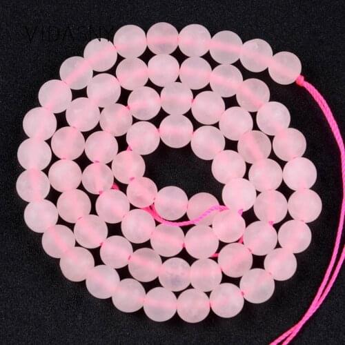 Natural Gem Dull Polished Pink Quartzs Beads For Jewelry Making 4mm-12mm Matte Round Loose Beads Diy Bracelet Necklace 15
