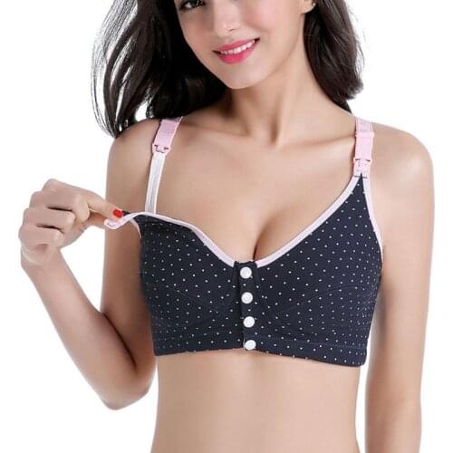 Women Nursing Push Up Bras Pregnant Soft Padded Seamless Dot Print Front Closure Brassiere Underwear