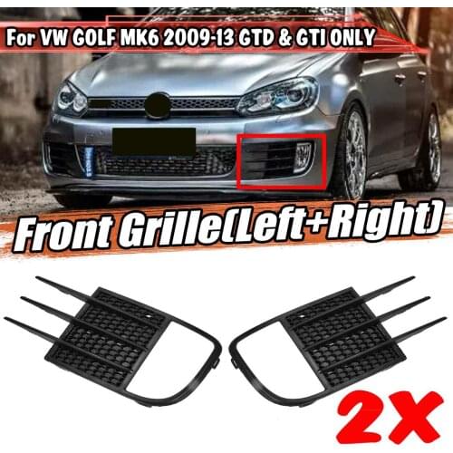 Black 2pcs Car Front Bumper Fog Light Grille Grill For Volkswagen For VW For Golf MK6 GTD & GTI 2009-2013 5K0853665C 5K0853666C